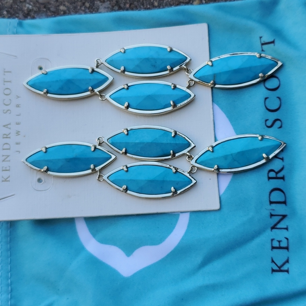 Kendra Scott Arminta Earrings Turquoise Gold - Picture 2 of 4